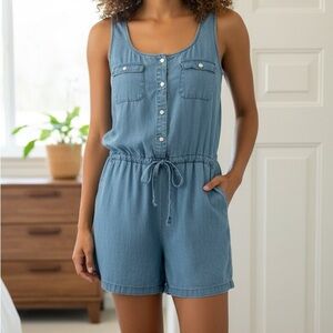 Denim short romper